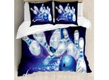 Abakuhaus Copripiumino Bowling Party, Fantasia Palline Lunari, Antiacaro, Adatto A Chi Soffre Di Allergie, Con Federe, 200 Cm X 200 Cm - 80 X 80 Cm, Indaco Bianco Blu