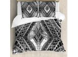 Abakuhaus Copripiumino Bianco E Nero, Paris Eiffel, Antiacaro, Adatto A Chi Soffre Di Allergie, Con Federe, 155 Cm X 220 Cm - 80 X 80 Cm, Grigio Bianco E Nero