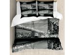 Abakuhaus Set Copripiumino Bianco E Nero Per Letti Matrimoniali, San Francisco, Antiacaro, Adatto A Chi Soffre Di Allergie, Con Federe, Bianco, Nero, Grigio