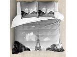 Abakuhaus Copripiumino Torre Eiffel, Attrazione Turistica, Antiacaro, Adatto A Chi Soffre Di Allergie, Con Federe, 155 Cm X 220 Cm - 80 X 80 Cm, Grigio