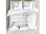 Abakuhaus Copripiumino Bianco E Nero, White Stallion, Antiacaro, Adatto A Chi Soffre Di Allergie, Con Federe, 155 Cm X 220 Cm - 80 X 80 Cm, Bianco E Nero