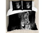 Abakuhaus Copripiumino Bianco E Nero, Tigre Del Bengala, Antiacaro, Adatto A Chi Soffre Di Allergie, Con Federe, 155 Cm X 220 Cm - 80 X 80 Cm, Bianco E Nero