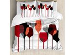 Abakuhaus Copripiumino, Vetri Astratti, Antiacaro, Adatto A Chi Soffre Di Allergie, Con Federe, 155 Cm X 220 Cm - 80 X 80 Cm, Rosso Grigio Nero