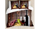 Abakuhaus Copripiumino Wein, Bottiglia Di Cabernet Formaggio, Antiacaro, Adatto A Chi Soffre Di Allergie, Con Federe, 155 Cm X 220 Cm - 80 X 80 Cm, Marrone Bordeaux Crema