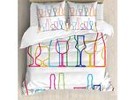 Abakuhaus Copripiumino, Contorno Bottiglie Colorate, Antiacaro, Adatto A Chi Soffre Di Allergie, Con Federe, 155 Cm X 220 Cm - 80 X 80 Cm, Multicolore