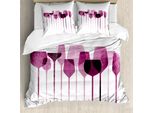 Abakuhaus Copripiumino, Artwork Party Brille, Antiacaro, Adatto A Chi Soffre Di Allergie, Con Federe, 155 Cm X 220 Cm - 80 X 80 Cm, Fucsia