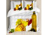 Abakuhaus Copripiumino Wein, Tema Vino Rosso E Bianco, Antiacaro, Adatto A Chi Soffre Di Allergie, Con Federe, 200 Cm X 200 Cm - 80 X 80 Cm, Rosso, Giallo, Verde Chiaro