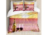 Abakuhaus Copripiumino, Blooming Lavender Picnic, Antiacaro, Adatto A Chi Soffre Di Allergie, Con Federe, 200 Cm X 200 Cm - 80 X 80 Cm, Lavanda Giallo Verde