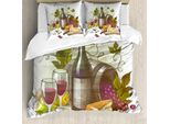 Abakuhaus Copripiumino, Vendemmia E Formaggio, Antiacaro, Adatto A Chi Soffre Di Allergie, Con Federe, 155 Cm X 220 Cm - 80 X 80 Cm, Multicolore