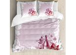 Abakuhaus Copripiumino Wein, Motivo Astratto Grunge, Antiacaro E Anallergico, Con Federe, 155 Cm X 220 Cm - 80 X 80 Cm, Lilla E Bianco