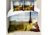 Abakuhaus Copripiumino, Famoso Vigneto Del Chianti, Antiacaro, Adatto A Chi Soffre Di Allergie, Con Federe, 155 Cm X 220 Cm - 80 X 80 Cm, Verde Marrone Azzurro