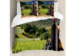 Abakuhaus Copripiumino Wein, Idilliaca Campagna Toscana, Antiacaro, Adatto A Chi Soffre Di Allergie, Con Federe, 200 Cm X 200 Cm - 80 X 80 Cm, Nero, Verde, Marrone Chiaro