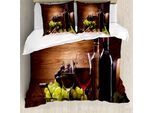 Abakuhaus Copripiumino Wein, French Gourmet Tasting, Antiacaro E Anallergico, Con Federe, 200 Cm X 200 Cm - 80 X 80 Cm, Marrone Rubino-Verde Chiaro