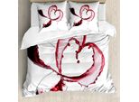 Abakuhaus Copripiumino, Forma A Cuore Spilling Wine, Antiacaro, Adatto A Chi Soffre Di Allergie, Con Federe, 200 Cm X 200 Cm - 80 X 80 Cm, Bordeaux-Bianco-Rosa