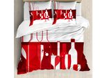 Abakuhaus Copripiumino, Stile Moderno, Antiacaro, Adatto A Chi Soffre Di Allergie, Con Federe, 200 Cm X 200 Cm - 80 X 80 Cm, Rosso Bordeaux-Bianco