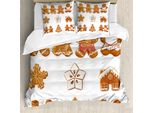 Abakuhaus Set Copripiumino Lebkuchenmann Per Letti Matrimoniali, Grazioso Albero Domestico, Antiacaro, Adatto A Chi Soffre Di Allergie, Con Federe, Marrone Chiaro E Bianco