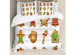 Abakuhaus Copripiumino Lebkuchenmann, Biscotti Assortiti, Antiacaro, Adatto A Chi Soffre Di Allergie, Con Federe, 155 Cm X 220 Cm - 80 X 80 Cm, Marrone Chiaro, Verde, Rosso