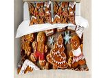 Abakuhaus Copripiumino Lebkuchenmann, Cookies Schnee, Antiacaro, Adatto A Chi Soffre Di Allergie, Con Federe, 155 Cm X 220 Cm - 80 X 80 Cm, Umber Pale Brown White