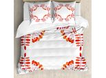 Abakuhaus Copripiumino Eberesche, Foglie E Frutti, Antiacaro, Adatto A Chi Soffre Di Allergie, Con Federe, 200 Cm X 200 Cm - 80 X 80 Cm, Rosso Arancione Bianco
