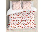 Abakuhaus Copripiumino Eberesche, Grafica Juicy Ashberries, Antiacaro, Adatto A Chi Soffre Di Allergie, Con Federe, 200 Cm X 200 Cm - 80 X 80 Cm, Scarlet Bianco