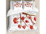 Abakuhaus Copripiumino Eberesche, Acquerello Con Spruzzi Di Alberi, Antiacaro, Adatto A Chi Soffre Di Allergie, Con Federe, 200 Cm X 200 Cm - 80 X 80 Cm, Rosso, Marrone, Bianco
