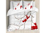 Abakuhaus Copripiumino Eberesche, Motivo Con Neve, Antiacaro, Adatto A Chi Soffre Di Allergie, Con Federe, 200 Cm X 200 Cm - 80 X 80 Cm, Rosso Bianco Umbra