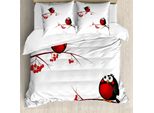 Abakuhaus Copripiumino Eberesche, Cartoon Natale, Antiacaro, Adatto A Chi Soffre Di Allergie, Con Federe, 200 Cm X 200 Cm - 80 X 80 Cm, Rosso, Nero, Bianco