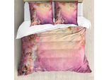 Abakuhaus Set Copripiumino Artistico Per Letti Matrimoniali, Petali Incantati, Antiacaro, Adatto A Chi Soffre Di Allergie, Con Federe, Rosa Chiaro Pesca
