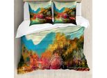 Abakuhaus Copripiumino Artistico, Foresta Autunnale Surreale, Antiacaro, Adatto A Chi Soffre Di Allergie, Con Federe, 155 Cm X 220 Cm - 80 X 80 Cm, Multicolore