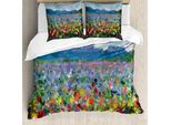 Abakuhaus Copripiumino Artistico, Paesaggio Agricolo Tulip, Antiacaro, Adatto A Chi Soffre Di Allergie, Con Federe, 155 Cm X 220 Cm - 80 X 80 Cm, Multicolore