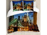Abakuhaus Copripiumino, New York Di Notte Ponte, Antiacaro, Adatto A Chi Soffre Di Allergie, Con Federe, 200 Cm X 200 Cm - 80 X 80 Cm, Multicolore