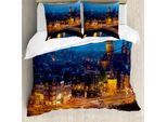 Abakuhaus Copripiumino Stadt, Amsterdam Famous Reisen, Antiacaro, Adatto A Chi Soffre Di Allergie, Con Federe, 155 Cm X 220 Cm - 80 X 80 Cm, Blu Marigold Tan