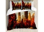 Abakuhaus Copripiumino Stadt, Old Port Montreal Morgen, Antiacaro, Adatto A Chi Soffre Di Allergie, Con Federe, 155 Cm X 220 Cm - 80 X 80 Cm, Rosso Arancione Marrone