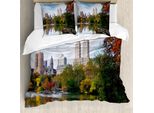 Abakuhaus Copripiumino Stadt, Manhattan Central Park, Antiacaro, Adatto A Chi Soffre Di Allergie, Con Federe, 200 Cm X 200 Cm - 80 X 80 Cm, Multicolore