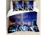 Abakuhaus Copripiumino Stadt, Downtown Hong Kong Night, Antiacaro, Adatto A Chi Soffre Di Allergie, Con Federe, 200 Cm X 200 Cm - 80 X 80 Cm, Multicolore