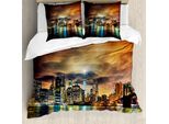 Abakuhaus Copripiumino Stadt, Cielo Fantasia Nyc Tramonto, Antiacaro, Adatto A Chi Soffre Di Allergie, Con Federe, 155 Cm X 220 Cm - 80 X 80 Cm, Multicolore