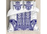 Abakuhaus Copripiumino Hamsa, Forma Antica, Antiacaro, Adatto A Chi Soffre Di Allergie, Con Federe, 155 Cm X 220 Cm - 80 X 80 Cm, Blu Navy