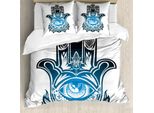 Abakuhaus Copripiumino Hamsa, Evil Eye, Antiacaro, Adatto A Chi Soffre Di Allergie, Con Federe, 155 Cm X 220 Cm - 80 X 80 Cm, Bianco, Nero E Blu
