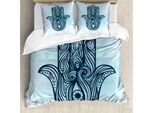 Abakuhaus Copripiumino Hamsa, Elaborato, Popolare, Antiacaro, Adatto A Chi Soffre Di Allergie, Con Federe, 200 Cm X 200 Cm - 80 X 80 Cm, Blu Scuro Acquamarina