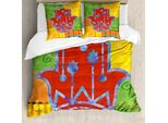 Abakuhaus Copripiumino Hamsa, Cornice Colorata Tribal, Antiacaro, Adatto A Chi Soffre Di Allergie, Con Federe, 200 Cm X 200 Cm - 80 X 80 Cm, Multicolore
