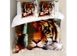 Abakuhaus Copripiumino Tiger, Naturale, Wilde, Antiacaro, Adatto A Chi Soffre Di Allergie, Con Federe, 200 Cm X 200 Cm - 80 X 80 Cm, Multicolore