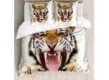 Abakuhaus Copripiumino Tiger, Ragazzo Panthera Knurren, Antiacaro, Adatto A Chi Soffre Di Allergie, Con Federe, 200 Cm X 200 Cm - 80 X 80 Cm, Multicolore