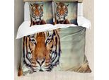 Abakuhaus Copripiumino Tiger, Grande Calma Wild Cat Blur, Antiacaro Adatto A Chi Soffre Di Allergie Con Federe, 200 Cm X 200 Cm - 80 X 80 Cm, Arancione Multicolore