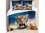 Abakuhaus Copripiumino Tiger, Calmante Tramonto Selvaggio, Antiacaro Adatto A Chi Soffre Di Allergie Con Federe, 155 Cm X 220 Cm - 80 X 80 Cm, Multicolore