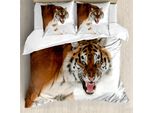 Abakuhaus Copripiumino Tiger, Panthera Sulla Neve Chiusura, Antiacaro Adatto A Chi Soffre Di Allergie Con Federe, 155 Cm X 220 Cm - 80 X 80 Cm, Marrone Chiaro