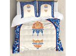 Abakuhaus Copripiumino Laterne, Stile Orientale, Antiacaro, Adatto A Chi Soffre Di Allergie, Con Federe, 155 Cm X 220 Cm - 80 X 80 Cm, Arancione, Bianco E Blu