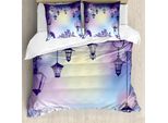 Abakuhaus Set Copripiumino Con Lanterna Per Letti Matrimoniali, Vecchie Strade Notturne, Antiacaro Adatto A Chi Soffre Di Allergie Con Federe, Multicolore Viola