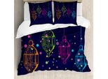 Abakuhaus Copripiumino Lanterna, Candele Nella Notte, Antiacaro Adatto A Chi Soffre Di Allergie Con Federe, 200 Cm X 200 Cm - 80 X 80 Cm, Viola Scuro Multicolore