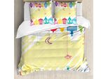 Abakuhaus Copripiumino Laterne, Cornici Colorate, Antiacaro, Adatto A Chi Soffre Di Allergie, Con Federe, 155 Cm X 220 Cm - 80 X 80 Cm, Multicolore