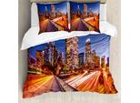 Abakuhaus Copripiumino, Los Angeles Usa Downtown, Antiacaro, Adatto A Chi Soffre Di Allergie, Con Federe, 200 Cm X 200 Cm - 80 X 80 Cm, Multicolore